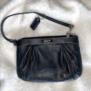 Black leather Coach wristlet